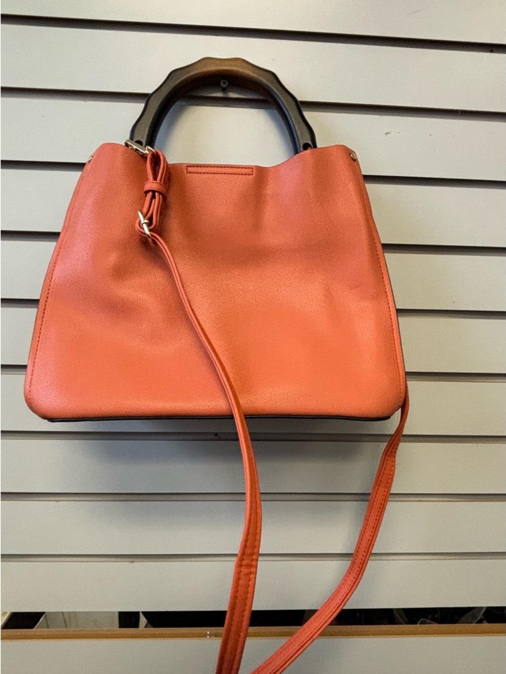 Charming Charlie Coral Shoulder Tote with Dark Top Handle
